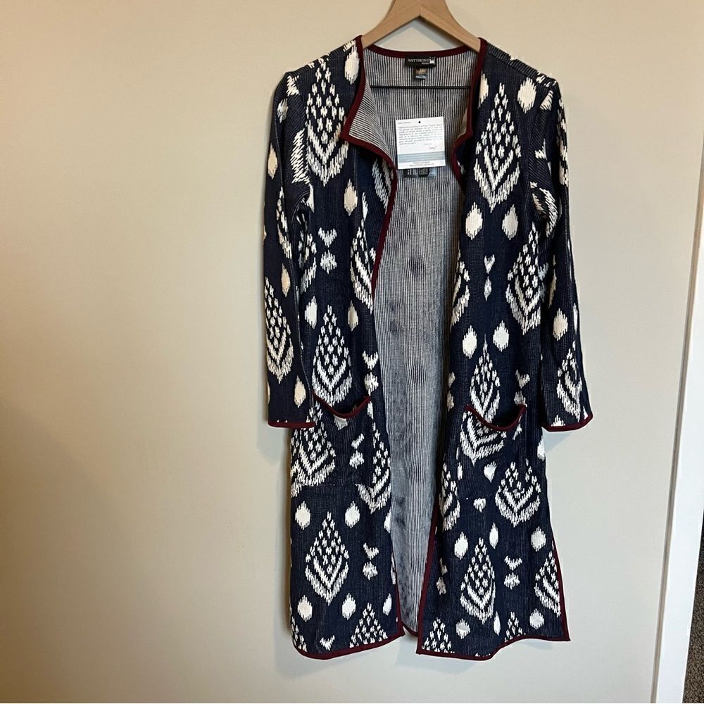 Antthony Womens Knee Length Jacquard Duster Cardigan - Picture 2 of 11